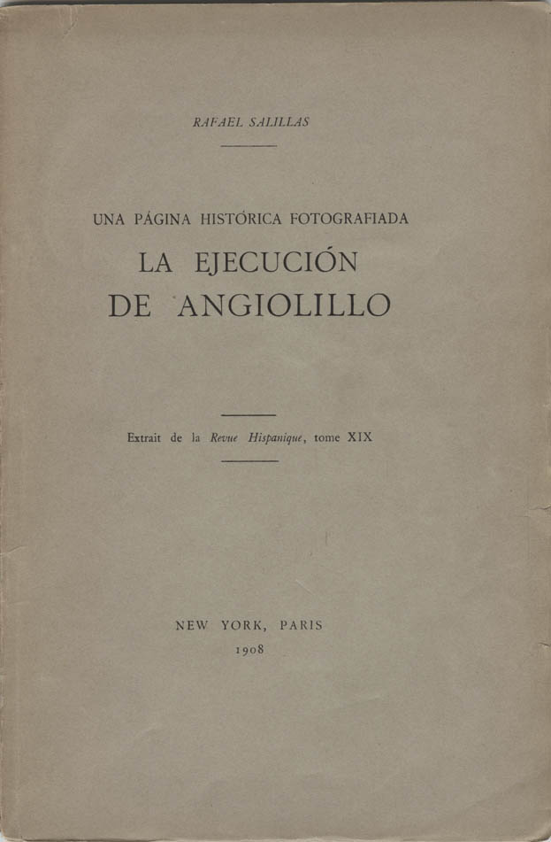 Una página histórica fotografiada: “La ejecución de Angiolillo. Rafael Salillas”. Nueva York, París, 1908. Fondo Fundación FBS.