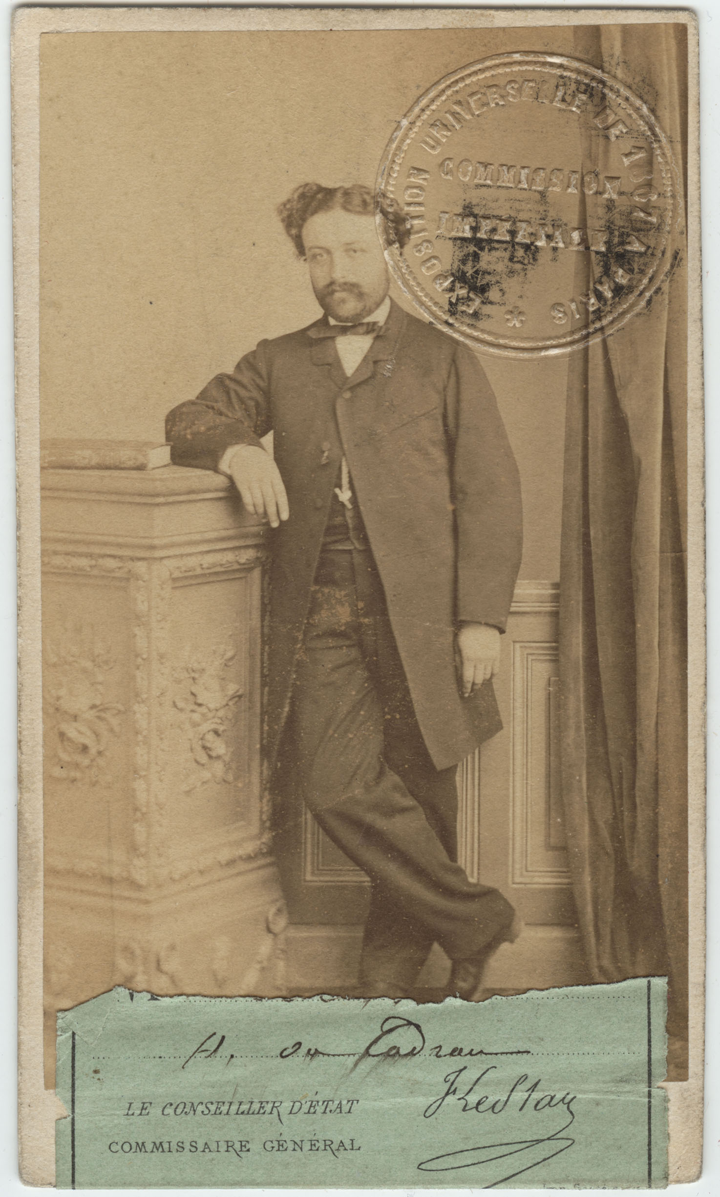 Autor desconocido. Entrada personal con fotografía para la Exposición Universal de París de 1867 . Fundación FBS